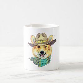 Taza De Café Corgi Dog con Gorra de Cowboy