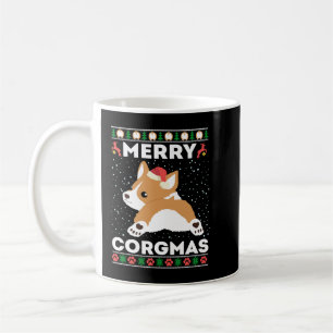 Taza De Café Corgi Dog Navidades feos Sweater Style Merry Corgm