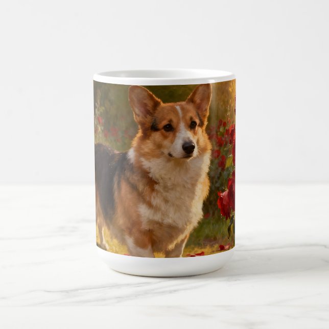 Taza De Café Corgi en las Rosas V (Centro)