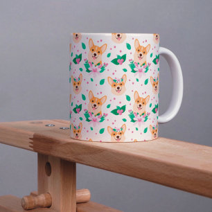 Taza De Café Corgi Floral Mug