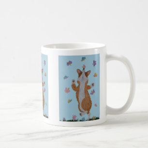 Taza De Café Corgi Galés Bailarín con Mariposas