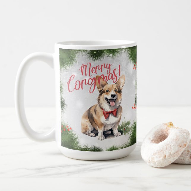 Taza De Café Corgi galés Navidades graciosos café de perro (Con donut)