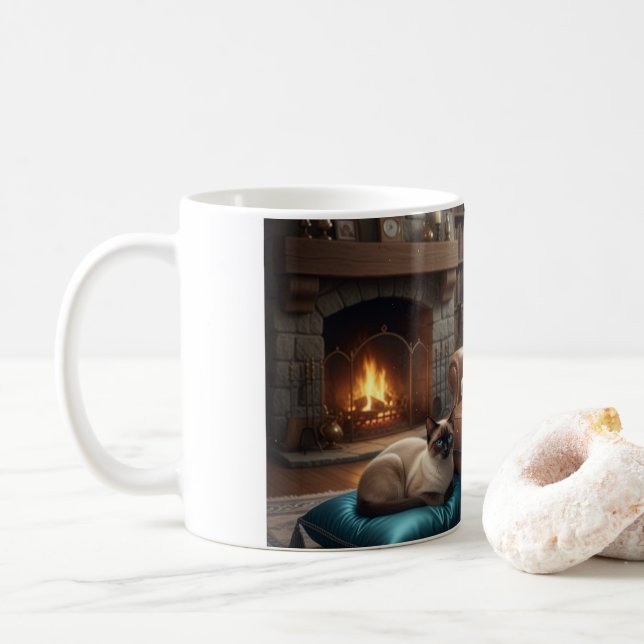 Taza De Café Corgi lee al gato (Con donut)