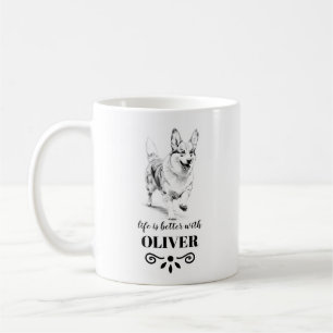 Taza De Café Corgi Life es mejor con el nombre del perro Person