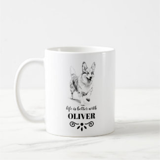 Taza De Café Corgi Life es mejor con el nombre del perro Person
