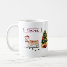 Taza De Café Corgi Navidades graciosos perro con árbol