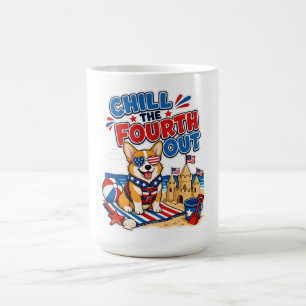 Taza De Café Corgi Patriótico Relájate en Cuarto