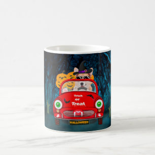 Taza De Café Corgi Perro conducir coche asustar Halloween