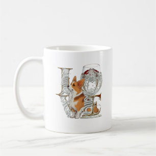 Taza De Café Corgi Wine Glass Hizo Palabra de AMOR