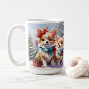 Taza De Café Corgis Navideños Adorables Delicia Navideña 