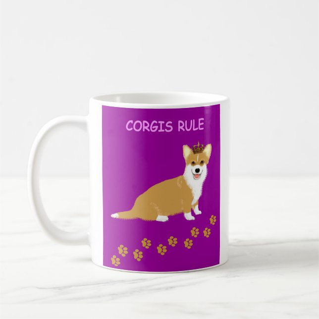 Taza De Café Corgis Rule Purple (Izquierda)
