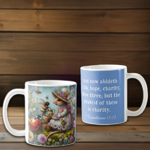 Taza De Café Corinthians Azul Escritura Cute Ratón Cristiano
