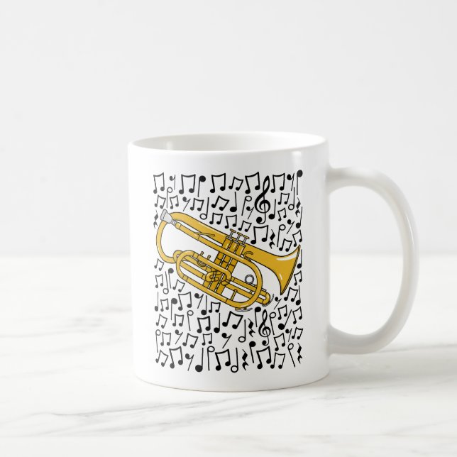Taza De Café Cornet con notas musicales Cornetist Brass Musisis (Derecha)