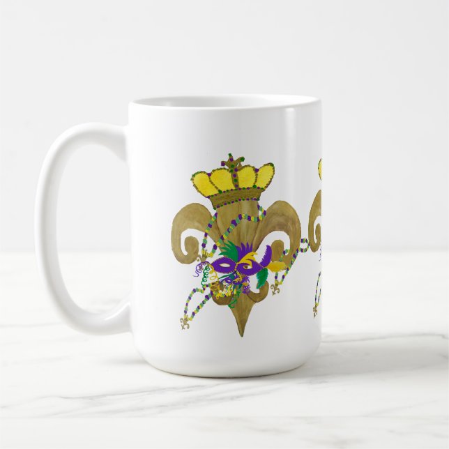 Taza De Café Coroa de Mardi Gras fleur de lis (Izquierda)
