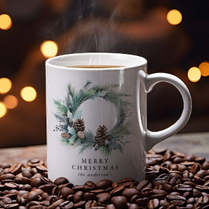 Taza De Café Corona Botánica Festiva Feliz Navidad