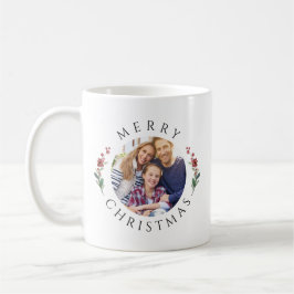 Taza De Café Corona Botánica Moderna Foto Navidad