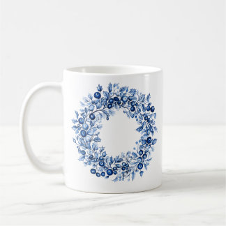 Taza De Café Corona de acebo de invierno de arándano azul Navid