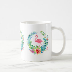 Taza De Café Corona de flamencos rosados y flores tropicales