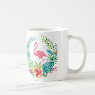 Taza De Café Corona de flamencos rosados y flores tropicales