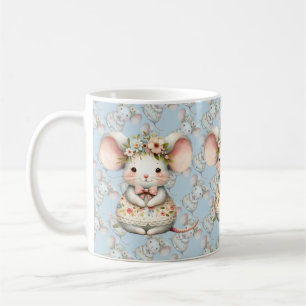Taza De Café Corona de flor de calzado de ratón floral