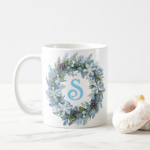 Taza De Café Corona de invierno con inicial de monograma modern