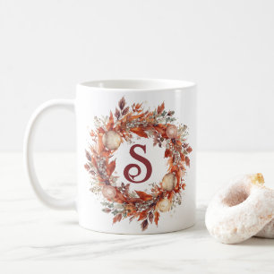 Taza De Café Corona de Invierno con Inicial Personalizada