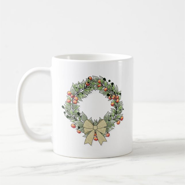Taza De Café Corona de Navidad botánica (Izquierda)