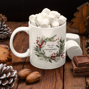 Taza De Café Corona de Navidad Botánica Festiva Regalo para Abu