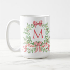 Taza De Café Corona de Navidad con monograma