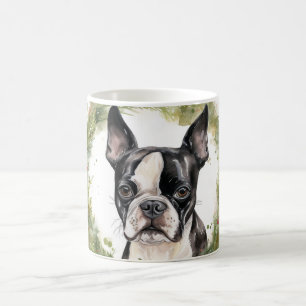 Taza De Café Corona de Navidad de Boston Terrier Perro Festivo