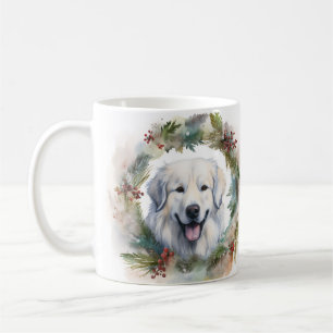 Taza De Café Corona de Navidad de Grandes Pirineos Cachorro Fes