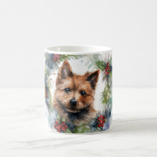 Taza De Café Corona de Navidad de Terrier Australiano Perro Fes