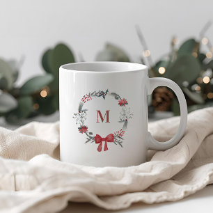 Taza De Café Corona de Navidad Rústica Inicial Regalo de Fiesta