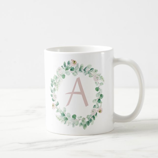 Taza De Café Corona de peones de primavera con letra personaliz (Derecha)