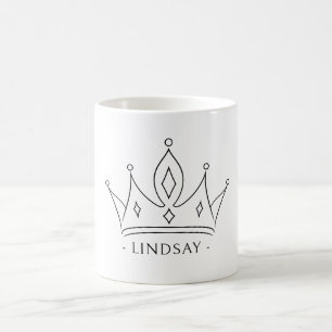 Taza De Café Corona de Princesa con Apellido Personalizado 
