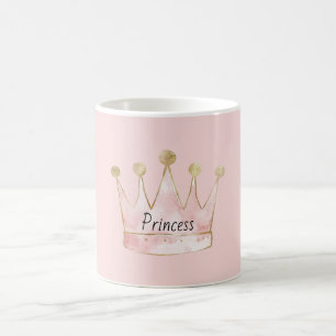 Taza De Café Corona de Princesa de Oro Rosa