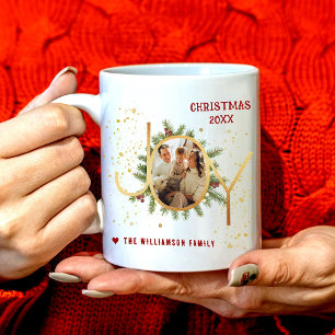 Taza De Café Corona de ramas de pino Trendy Joy Navidad Foto