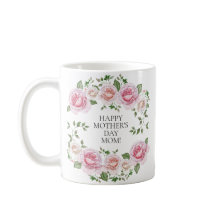 Corona de rosa floral rosa Feliz día de la madre