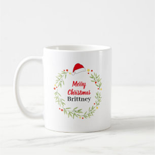 Taza De Café Corona de Sombrero de Santa Feliz Navidad Personal