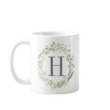 Corona de vegetación en acuarela y monograma