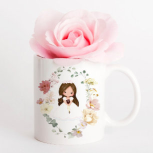 Taza De Café Corona de vegetación para Primera Comunión de niña