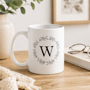 Taza De Café Corona de Vid delicada Monograma