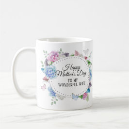 Taza De Café Corona floral azul rosa para esposa Día de la Madr