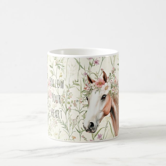 Taza De Café Corona floral de caballo (Centro)