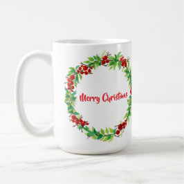 Taza De Café Corona navideña festiva con bayas rojas