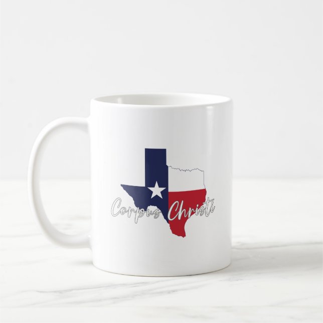 Taza De Café Corpus Christi, mapa de la bandera de Texas (Izquierda)
