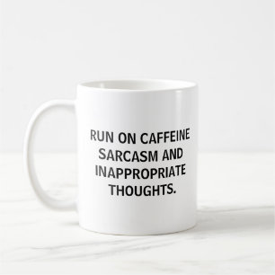 TAZA DE CAFÉ CORRE CON CAFÉINA SARCASMO DIVERTIDO AGREGA TU CIT