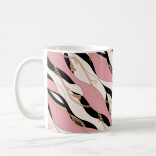 Taza De Café correa cadenas de ilustracion dorado patrón de tex