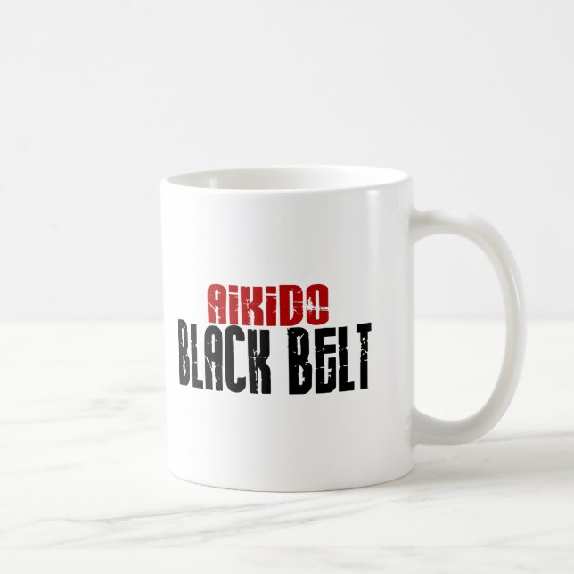 Taza De Café Correa negra del Aikido (Derecha)