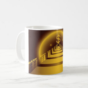 Taza De Café Corredor del Banco Dorado Dólar Brillante Finanzas